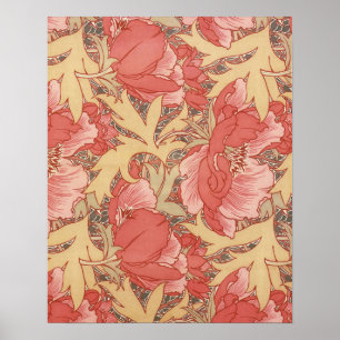 William Morris Poppies Floral Art Nouveau Pattern Poster