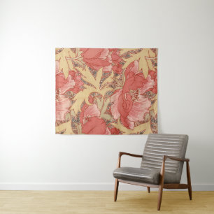 William Morris Poppies Floral Art Nouveau Pattern Tapestry
