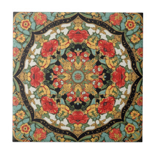 William Morris Poppies Floral Art Nouveau Pattern  Tile