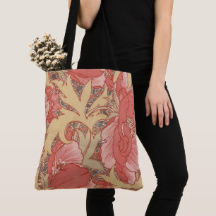 William Morris Poppies Floral Art Nouveau Pattern Tote Bag