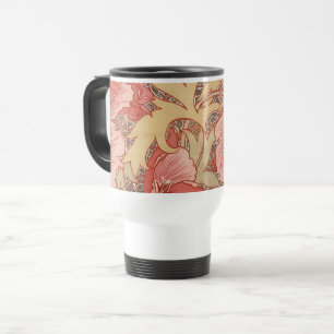 William Morris Poppies Floral Art Nouveau Pattern Travel Mug