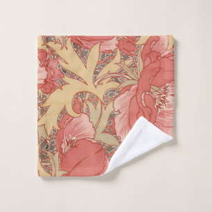 William Morris Poppies Floral Art Nouveau Pattern Wash Cloth