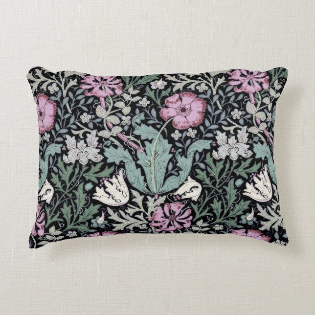 William Morris Poppy Botanical Victorian Wallpaper Accent Pillow (Front)