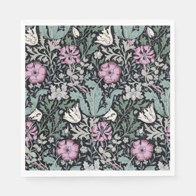 William Morris Poppy Botanical Victorian Wallpaper Napkin (Front)