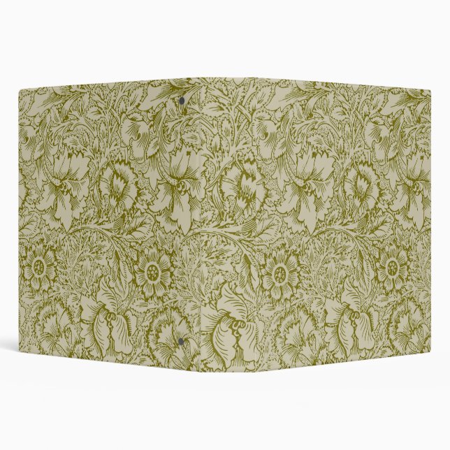 William Morris Poppy Classic Floral Green Binder (Background)