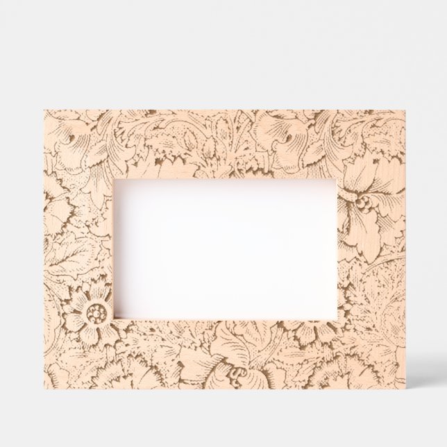 William Morris Poppy Classic Floral Green Etched Frames (Front)