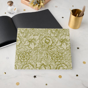 William Morris Poppy Classic Floral Green Guest Book