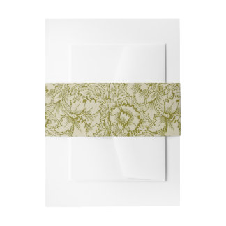 William Morris Poppy Classic Floral Green Invitation Belly Band
