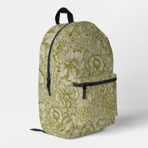 William Morris Poppy Classic Floral Green Printed Backpack