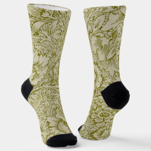 William Morris Poppy Classic Floral Green Socks
