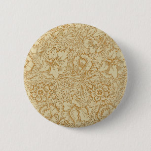 William Morris Poppy Floral Wallpaper 2 Inch Round Button