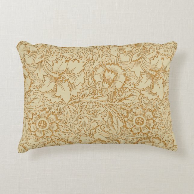 William Morris Poppy Floral Wallpaper Accent Pillow (Front)