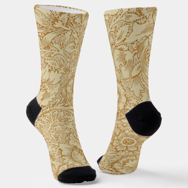 William Morris Poppy Floral Wallpaper Socks (Angled)