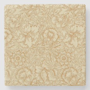 William Morris Poppy Floral Wallpaper Stone Coaster