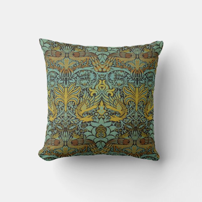 William Morris Pre-Raphaelite Dragon Pillow (Front)