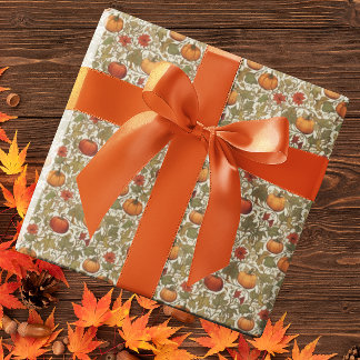 William Morris Pumpkins Thanksgiving Autumn Wrapping Paper
