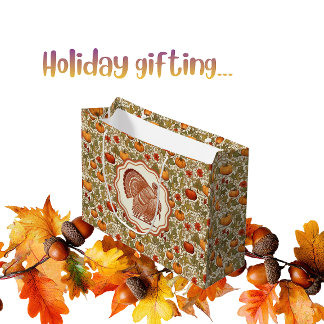 William Morris Pumpkins Vintage Turkey  Large Gift Bag