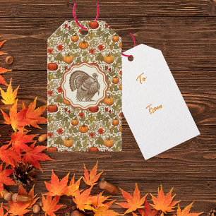 William Morris Pumpkins Wild Turkey Gift Tags