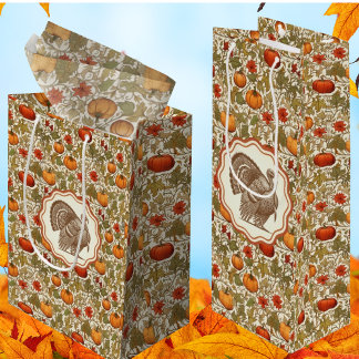 William Morris Pumpkins Wild Turkey  Wine Gift Bag