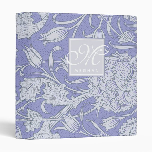 William Morris - Purple Wild Tulips & Monogram  Binder (Front/Spine)