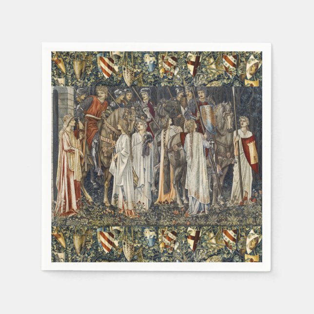 William Morris Quest for Holy Grail:Shield Forest Napkin (Front)