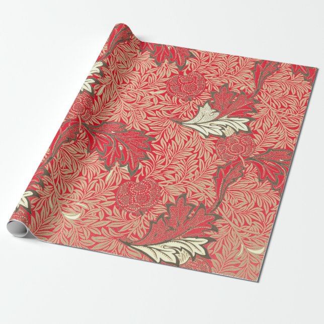 William Morris RED GIFT Wrapping Paper (Unrolled)