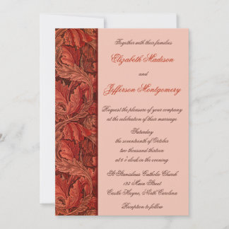 William Morris Red Leaves Wedding Invitation