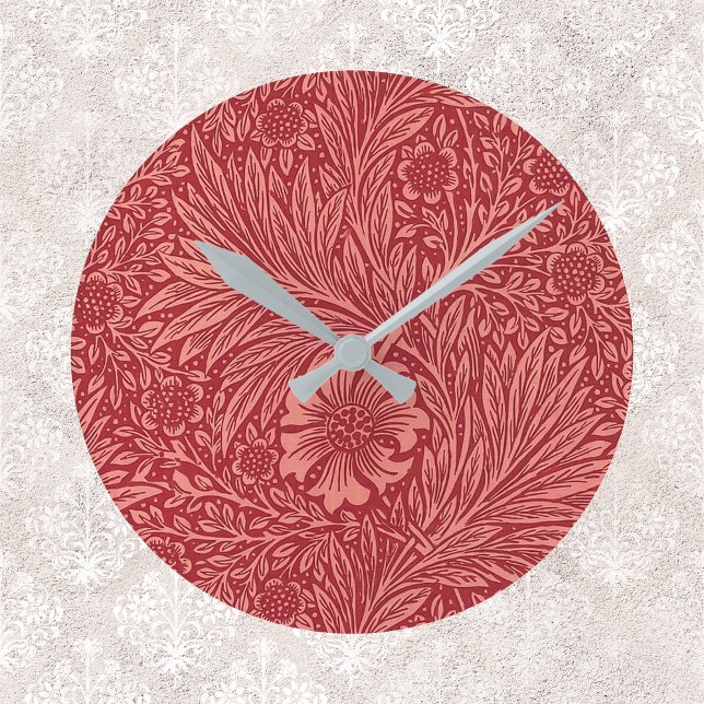 William Morris Red Marigold Pattern Round Clock (Creator Uploaded)