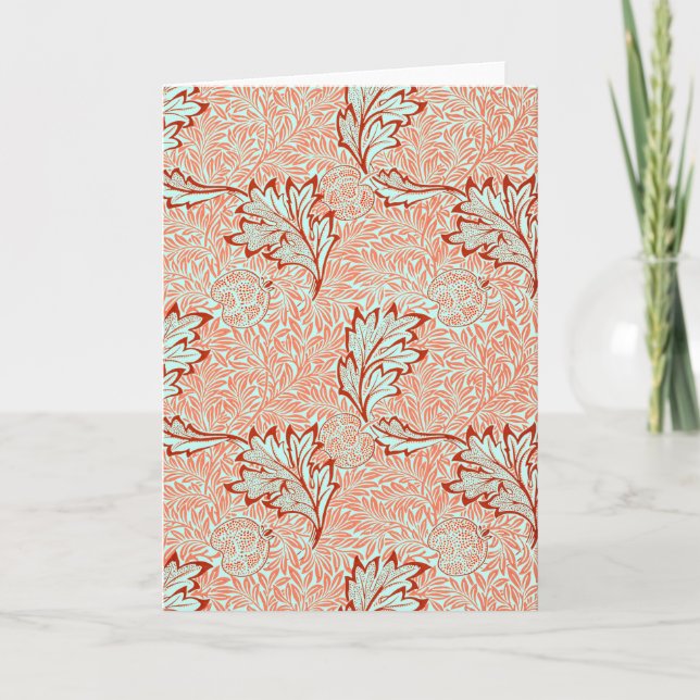 William Morris RED PATTERN Folded Greeting Card (Front)