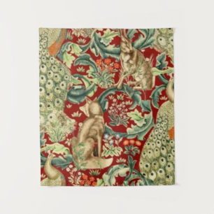 William Morris Red Pattern Forest Tapestry