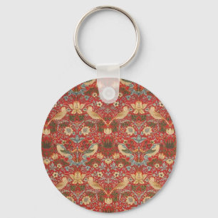 William Morris Red Strawberry Thief Keychain