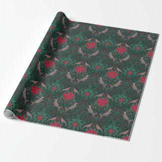 William Morris Reindeer Christmas Damask Wrapping Paper