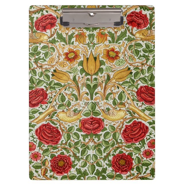 William Morris Rose & Birds Chintz Red Clipboard (Front)