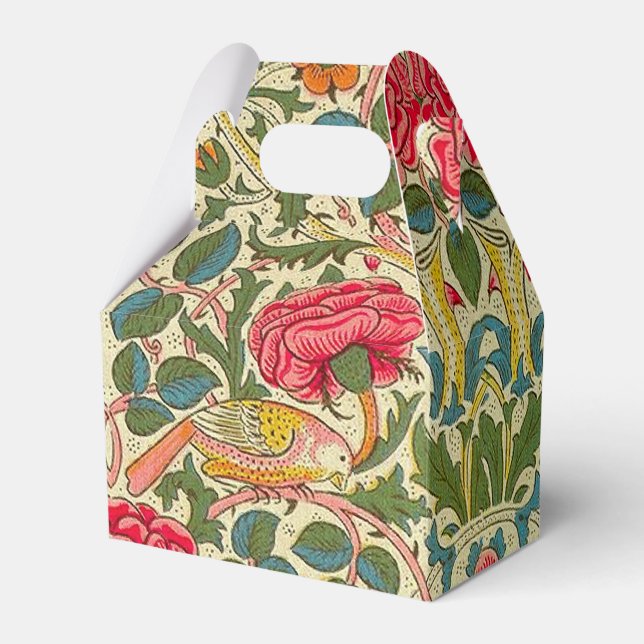 William Morris Rose Floral Chintz Pink Favor Box (Front Side)