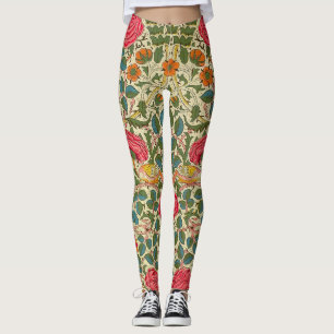 William Morris Rose Floral Chintz Pink Leggings