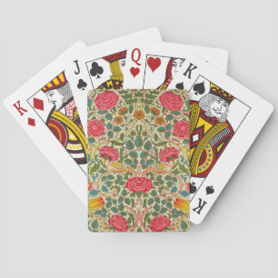 William Morris Rose Floral Chintz Pink Playing Cards