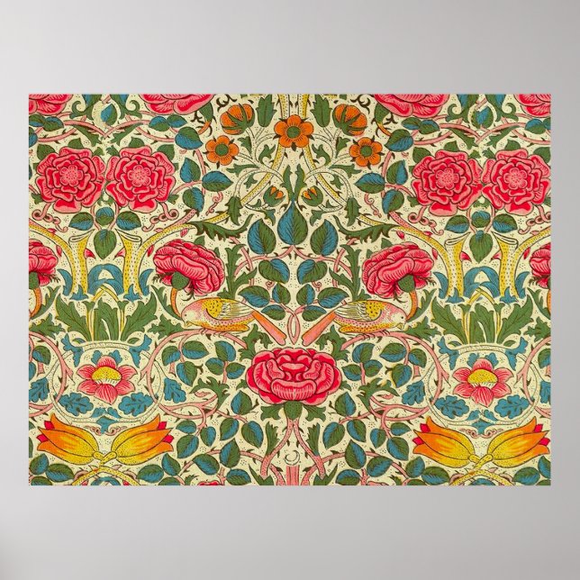 William Morris Rose Floral Chintz Pink Poster (Front)