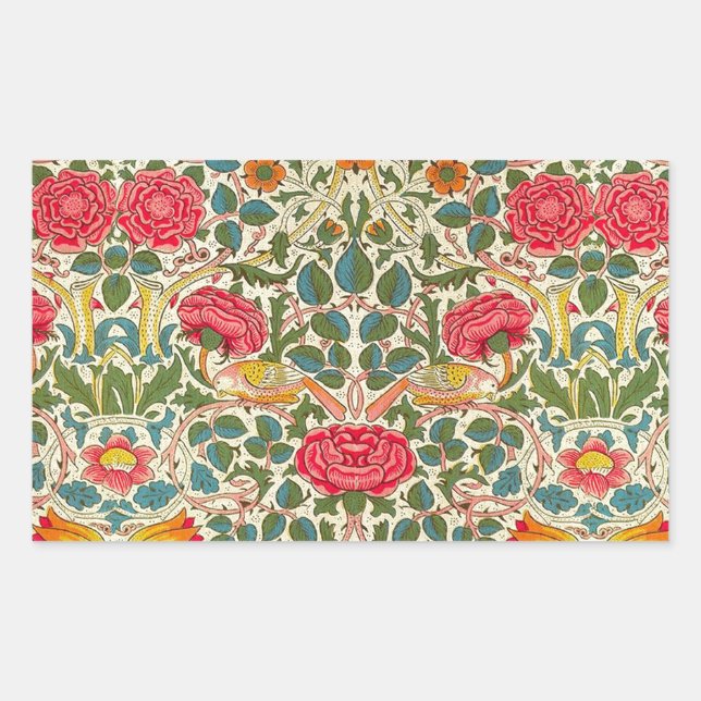 William Morris Rose Floral Chintz Pink Sticker (Front)