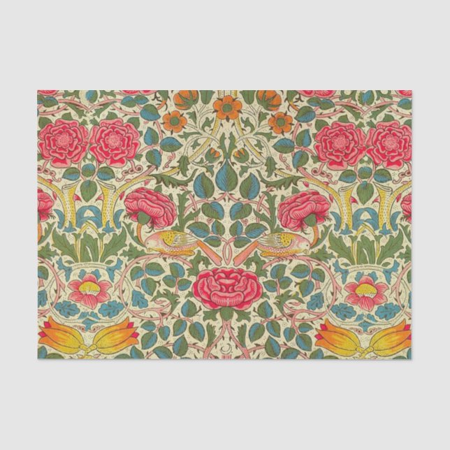William Morris Rose Floral Chintz Pink Tissue Paper (Front)