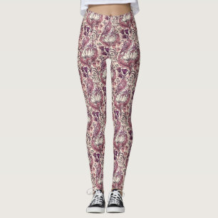 William Morris Rose Gold Cream Floral Pattern Leggings