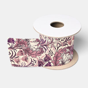 William Morris Rose Gold Cream Floral Pattern Satin Ribbon