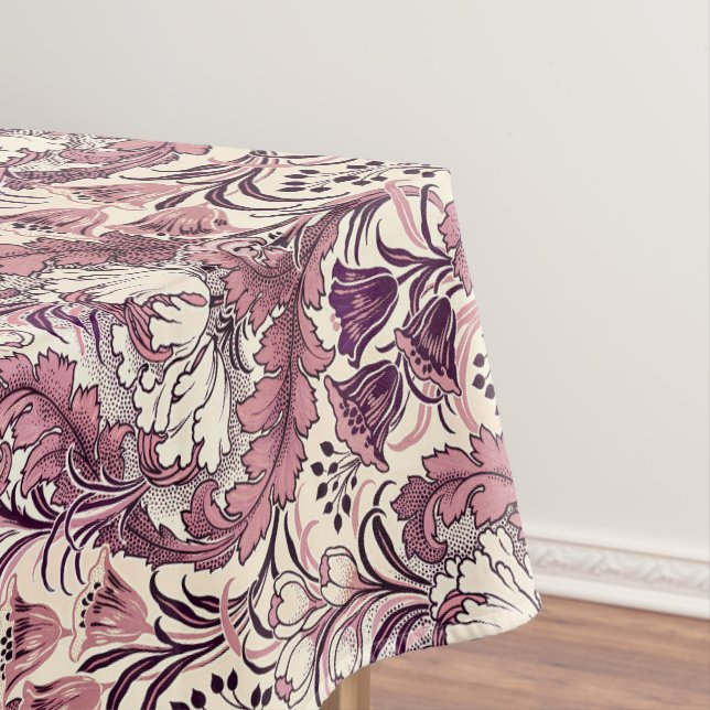 William Morris Rose Gold Cream Floral Pattern Tablecloth (In Situ)