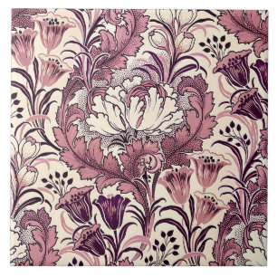 William Morris Rose Gold Cream Floral Pattern Tile