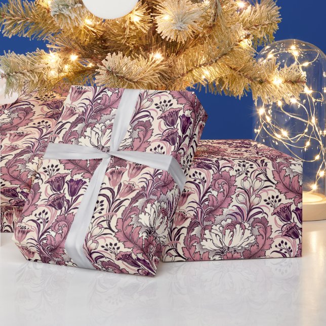 William Morris Rose Gold Cream Floral Pattern Wrapping Paper (Holidays)