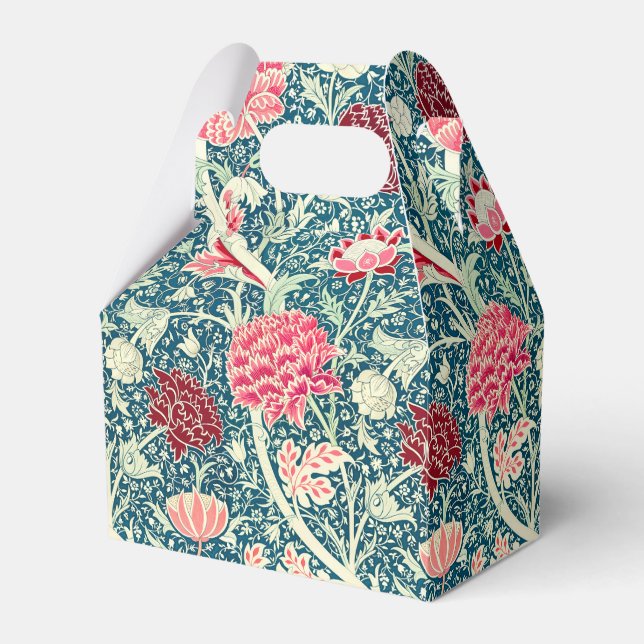 William Morris Rose Gold Green Blue Floral Pattern Favor Box (Front Side)