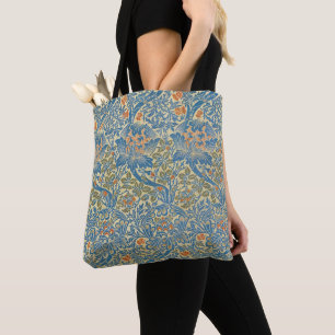 William Morris Rose & Thistle Floral Blue Tote Bag