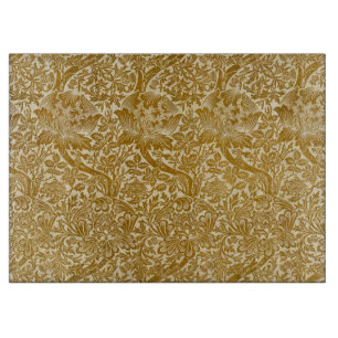 William Morris Rose & Thistle Floral Golden Cutting Board