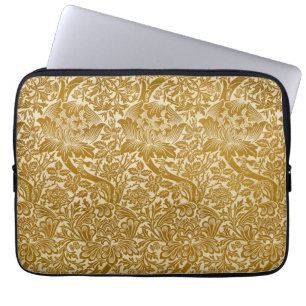 William Morris Rose & Thistle Floral Golden Laptop Sleeve