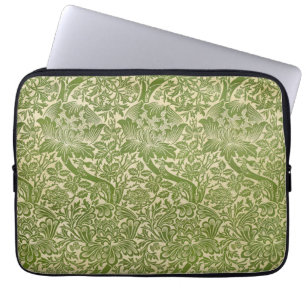 William Morris Rose & Thistle Floral Green Laptop Sleeve