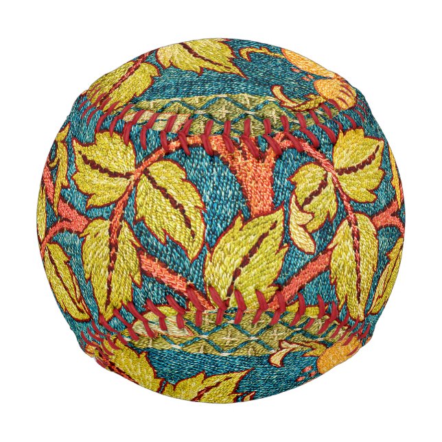 William Morris Rose Wreath: Classic Arts & Crafts  Baseball (Front)
